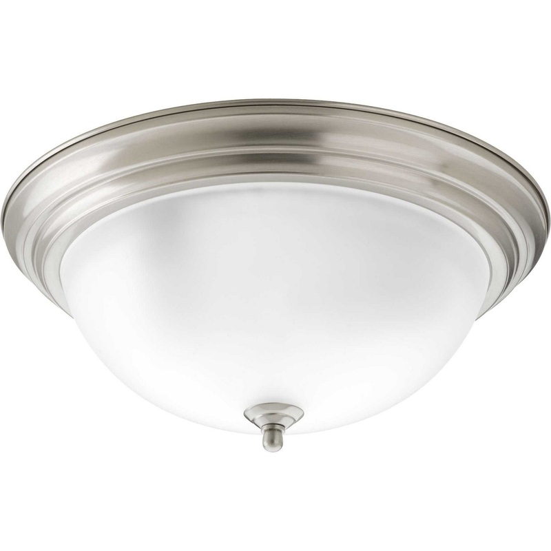 Dome Glass - Etched Three Light Flush Mount in Brushed Nickel