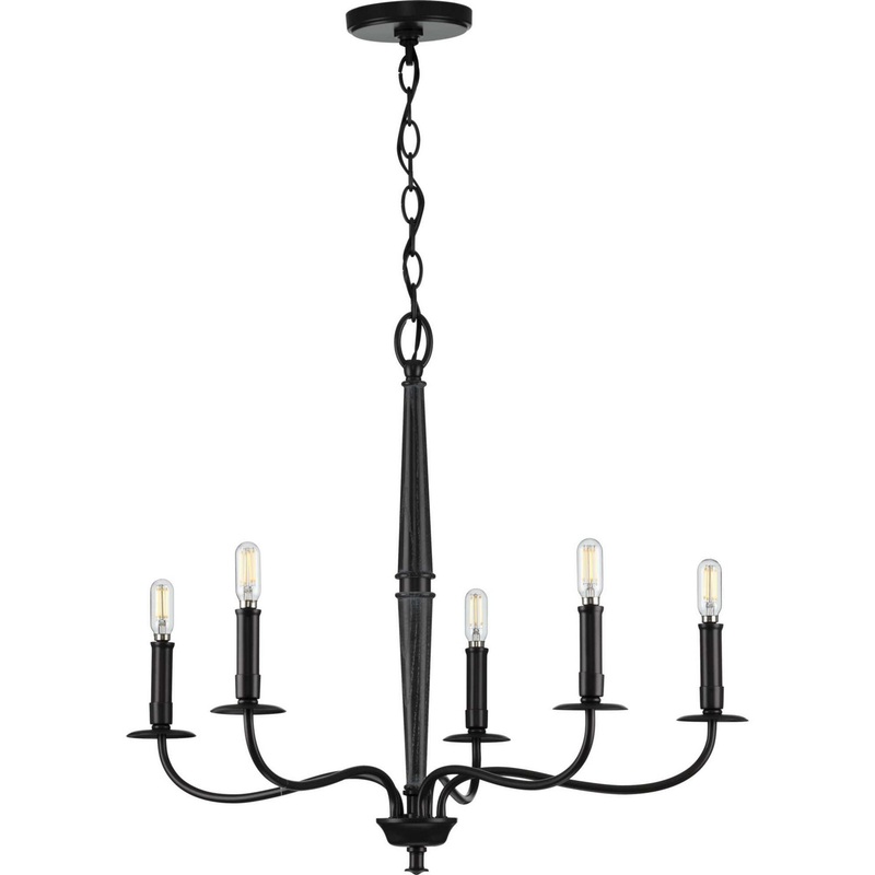 Durrell Five Light Chandelier in Black