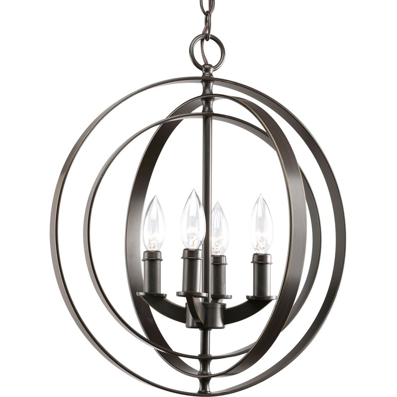 Equinox Four Light Foyer Pendant in Antique Bronze