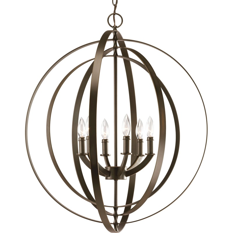 Equinox Six Light Foyer Pendant in Antique Bronze