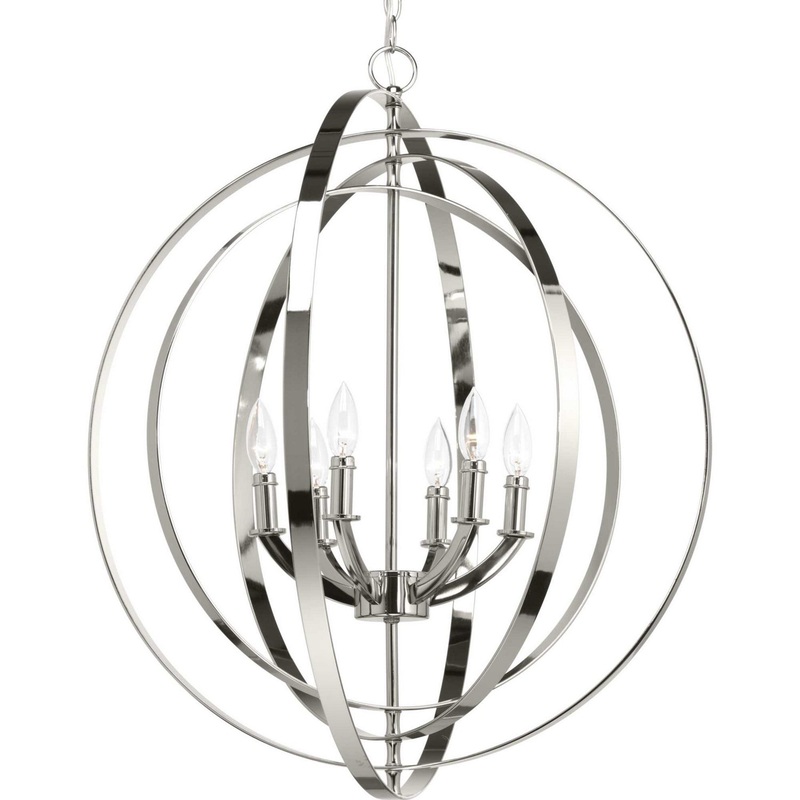 Equinox Six Light Pendant in Polished Nickel