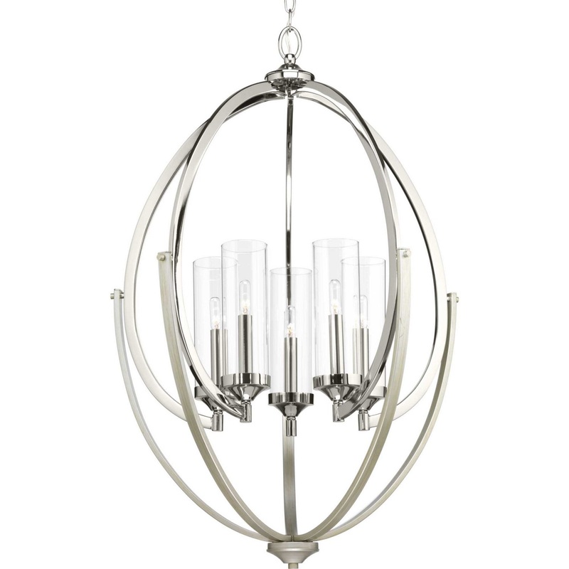 Evoke Five Light Chandelier in Polished Nickel