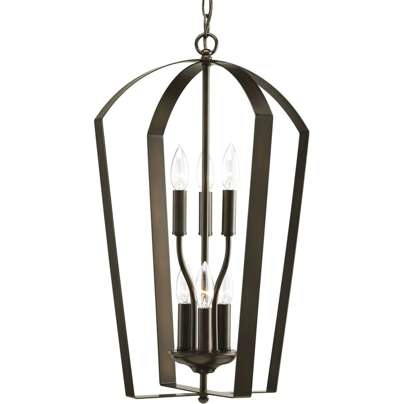 Gather Six Light Foyer Pendant in Antique Bronze