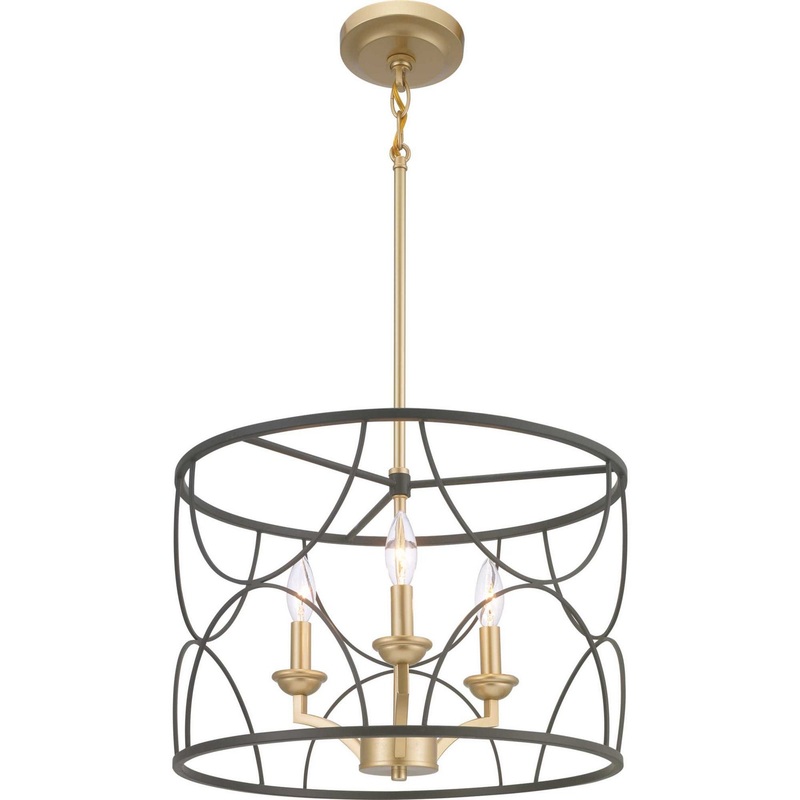 Landree Three Light Chandelier in Black