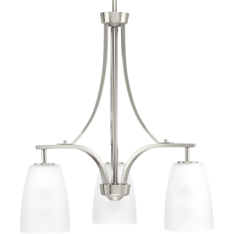 Leap Three Light Chandelier in Brushed Nickel