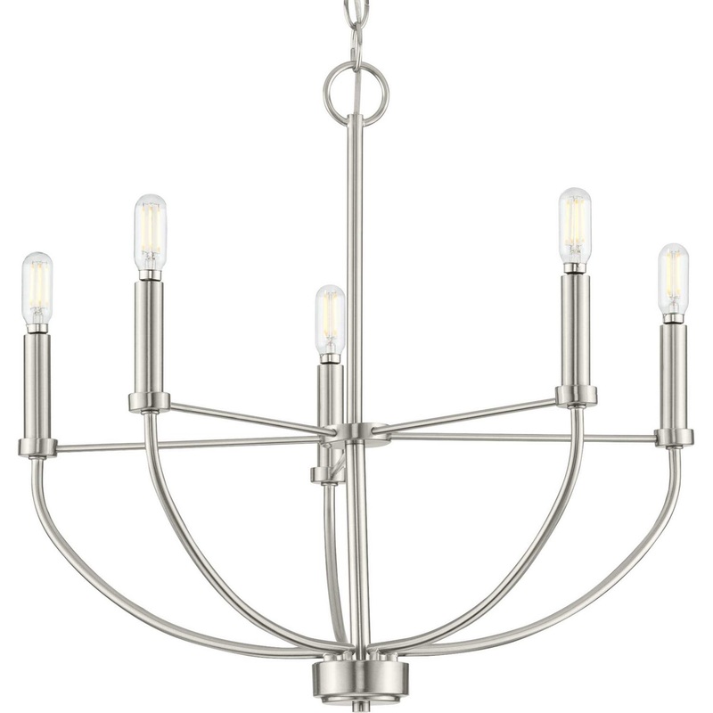 Leyden Five Light Chandelier in Brushed Nickel