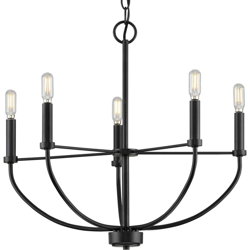 Leyden Five Light Chandelier in Matte Black