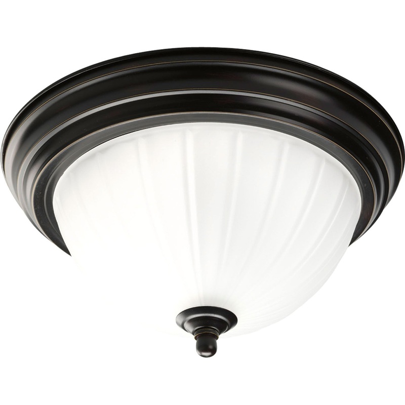 Melon Glass One Light Flush Mount in Antique Bronze