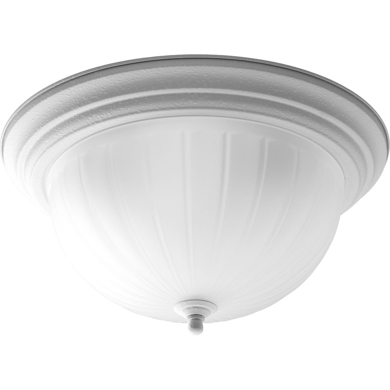 Melon Glass Three Light Flush Mount in White