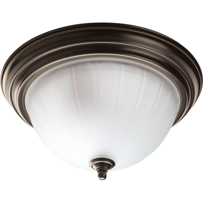 Melon Glass Two Light Flush Mount in Antique Bronze