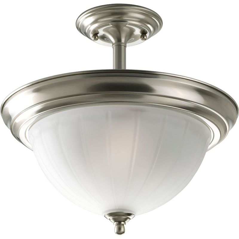 Melon Glass Two Light Semi-Flush Mount in Brushed Nickel