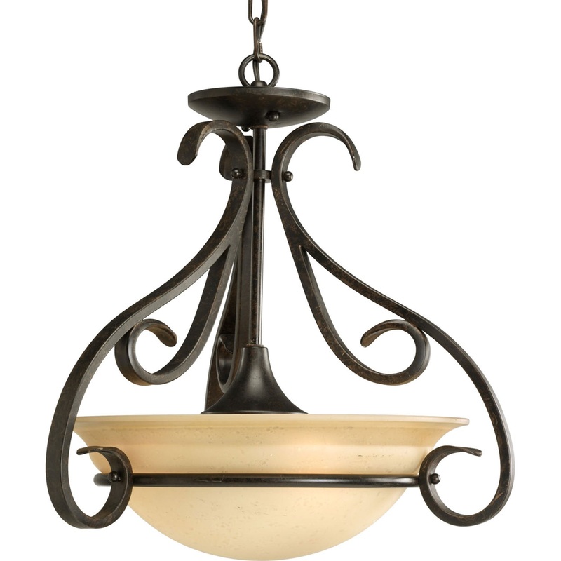 Torino Three Light Foyer Pendant in Forged Bronze