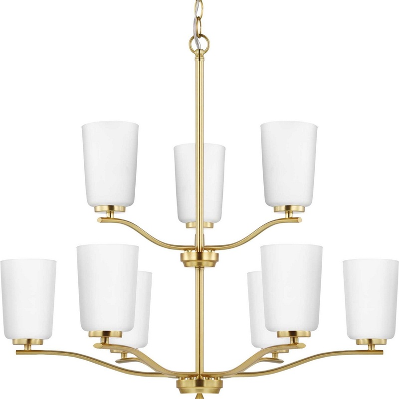 Adley Nine Light Chandelier in Satin Brass