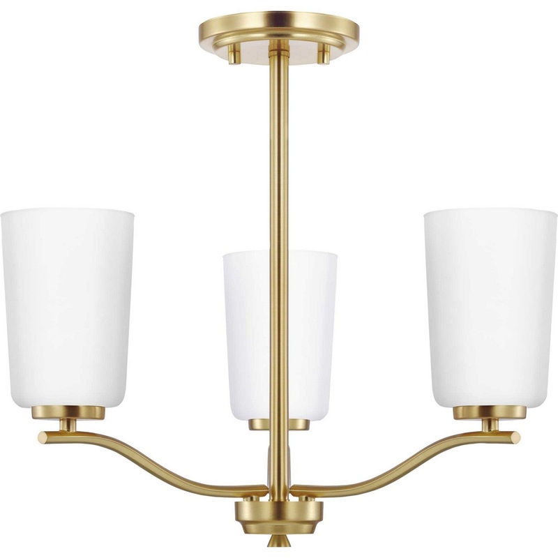 Adley Three Light Chandelier Conv in Satin Brass