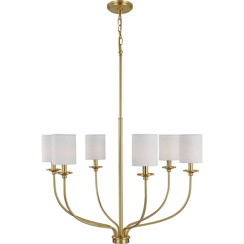 Bonita Six Light Foyer Chandelier in Satin Brass
