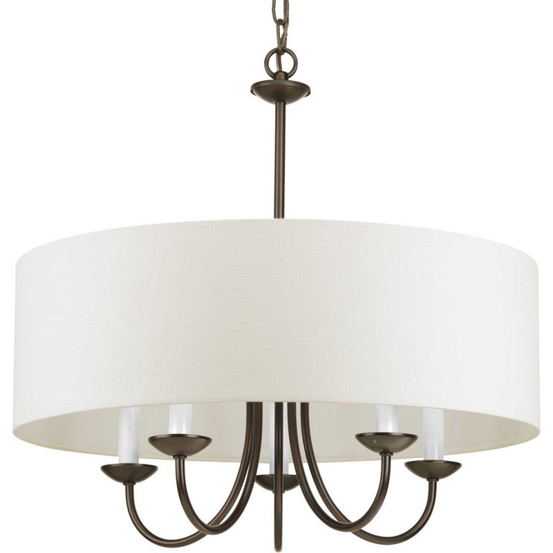 Drum Shade Five Light Chandelier in Antique Bronze