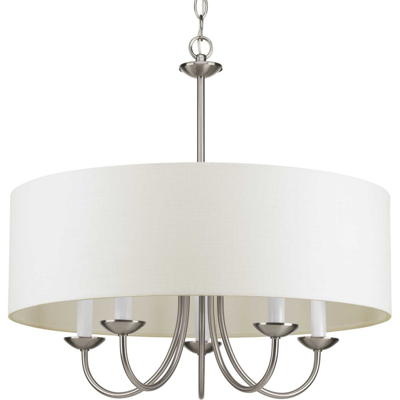Drum Shade Five Light Chandelier in Brushed Nickel