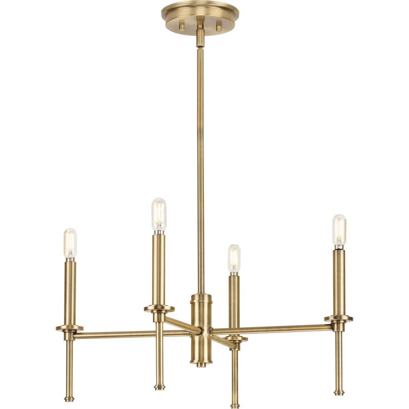 Elara Four Light Chandelier in Vintage Brass
