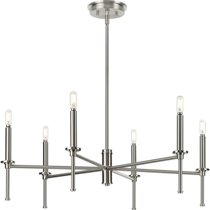 Elara Six Light Chandelier in Brushed Nickel