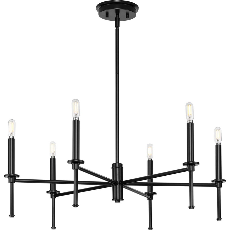 Elara Six Light Chandelier in Matte Black