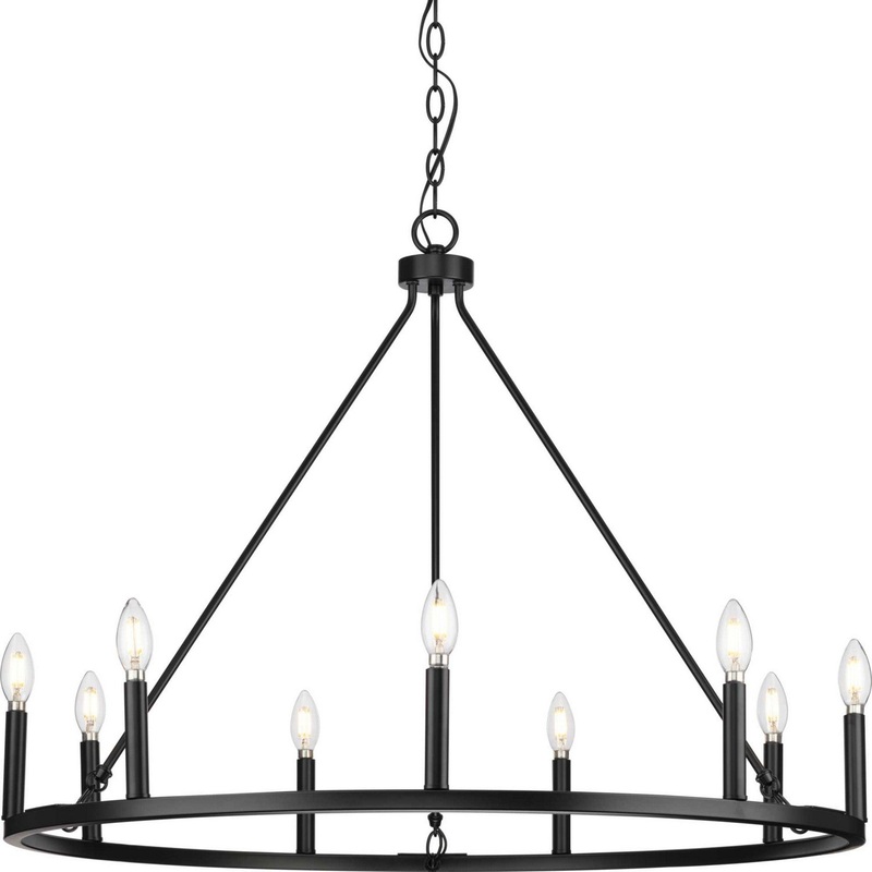 Gilliam Nine Light Chandelier in Matte Black