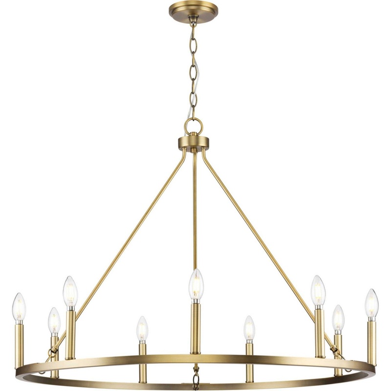 Gilliam Nine Light Chandelier in Vintage Brass