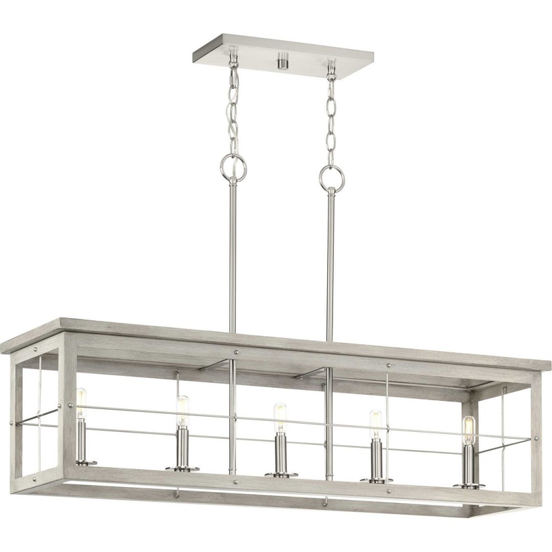 Hedgerow Five Light Island Pendant in Brushed Nickel