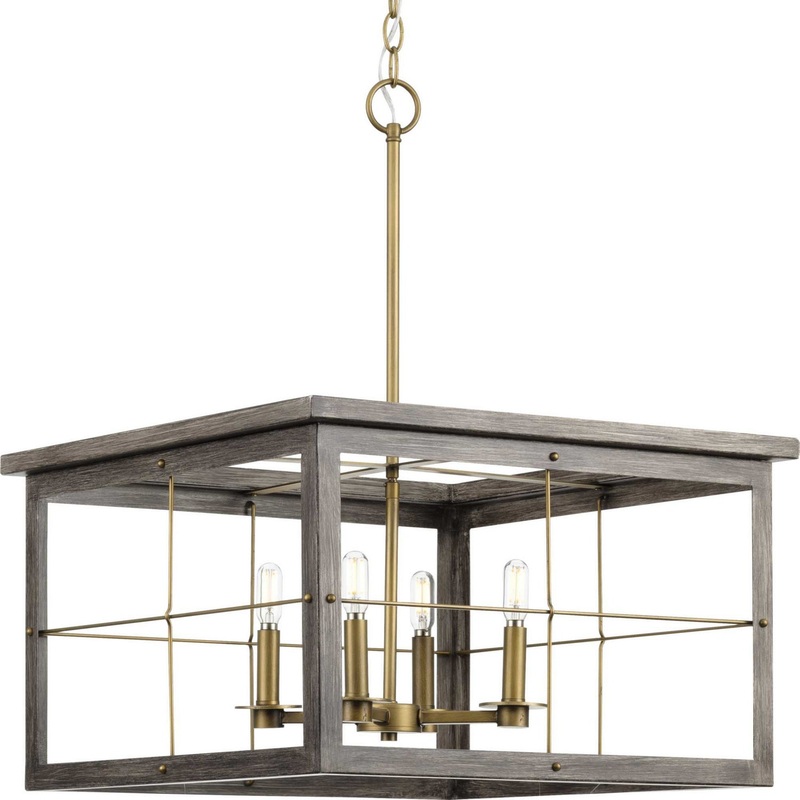 Hedgerow Four Light Chandelier in Distressed Brass