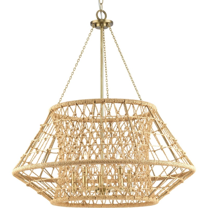 Laila Five Light Chandelier in Vintage Brass