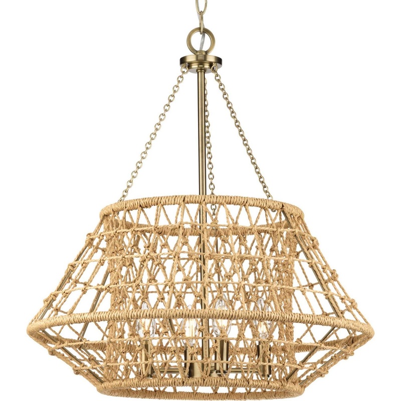 Laila Four Light Chandelier in Vintage Brass