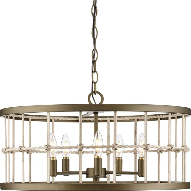 Lattimore Five Light Chandelier in Aged Brass
