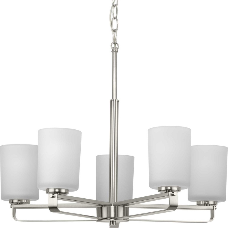 League Five Light Chandelier in Brushed Nickel