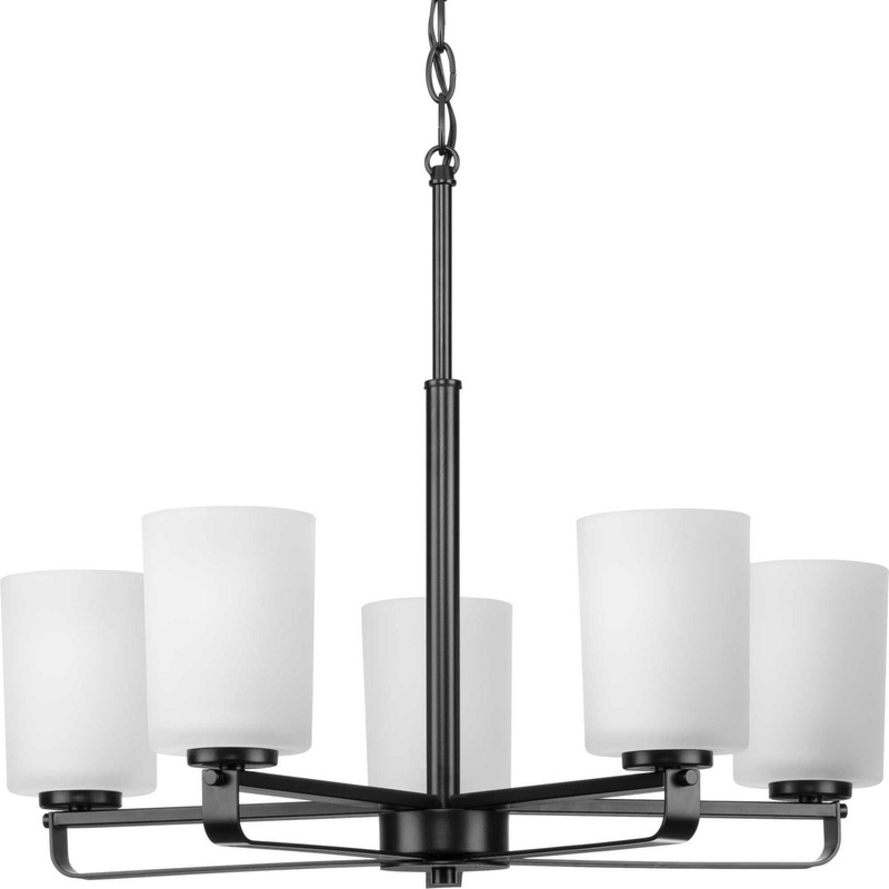 League Five Light Chandelier in Matte Black