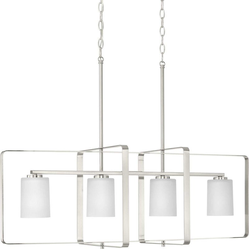 League Four Light Island Pendant in Brushed Nickel