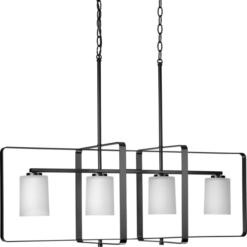 League Four Light Island Pendant in Matte Black