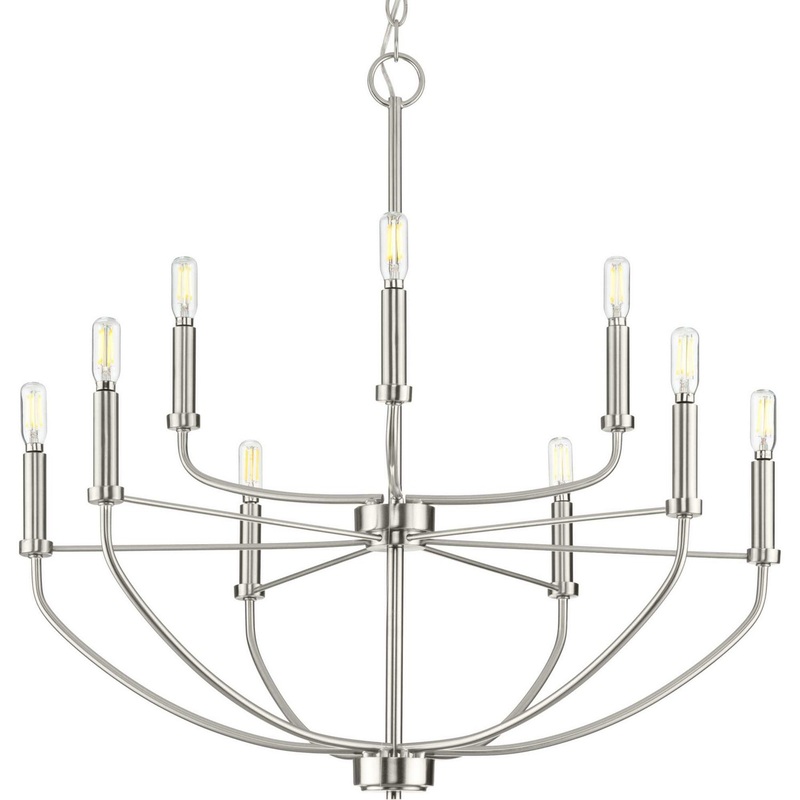 Leyden Nine Light Chandelier in Brushed Nickel