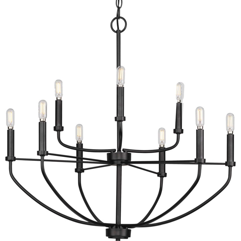 Leyden Nine Light Chandelier in Matte Black