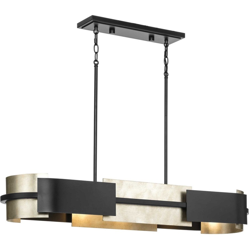 Lowery Four Light Linear Chandelier in Matte Black