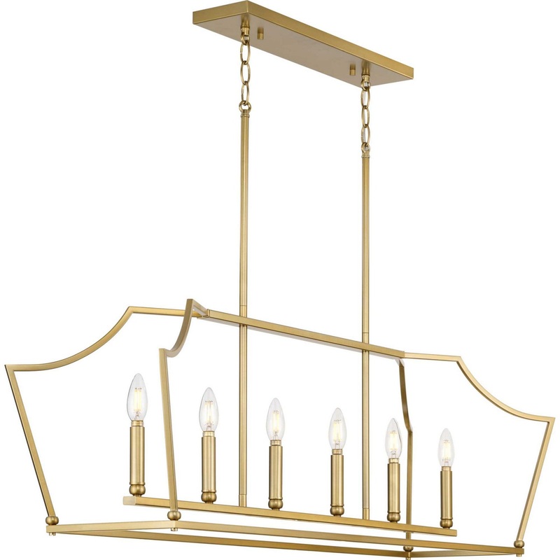 Parkhurst Six Light Linear Island Chandelier in Brushed Bronze