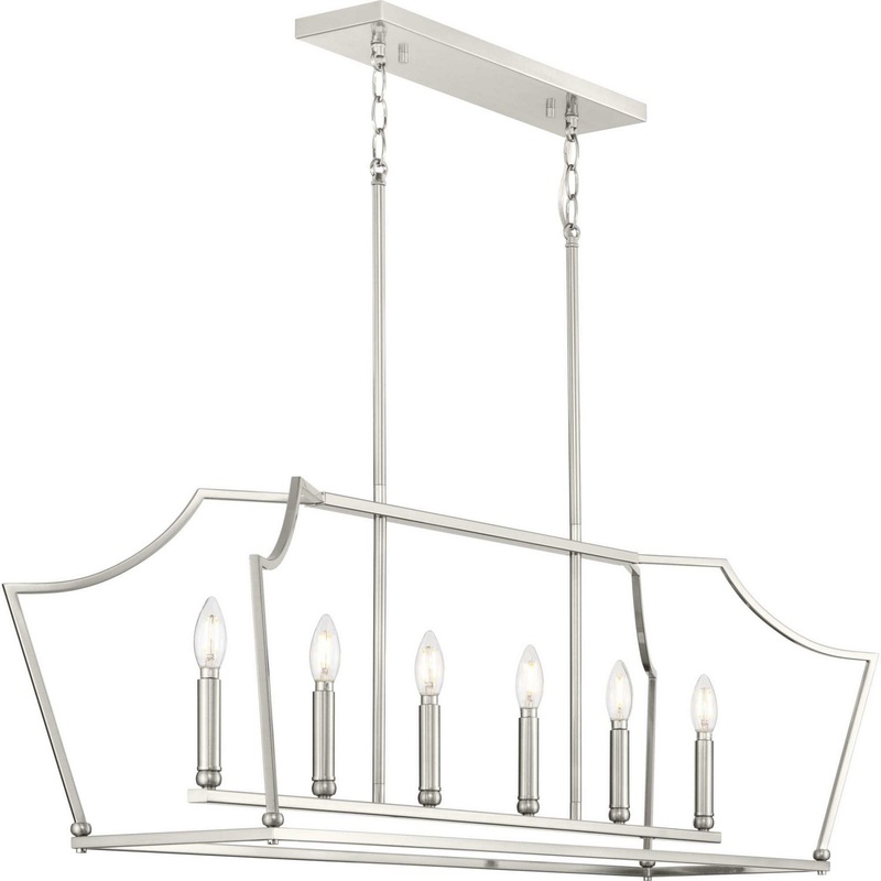 Parkhurst Six Light Linear Island Chandelier in Brushed Nickel