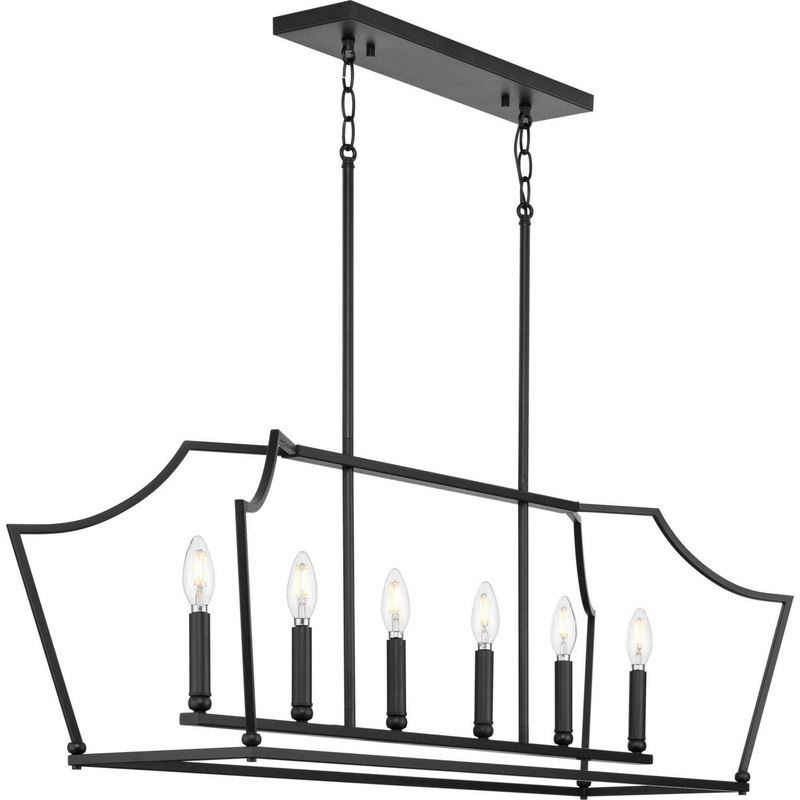 Parkhurst Six Light Linear Island Chandelier in Matte Black