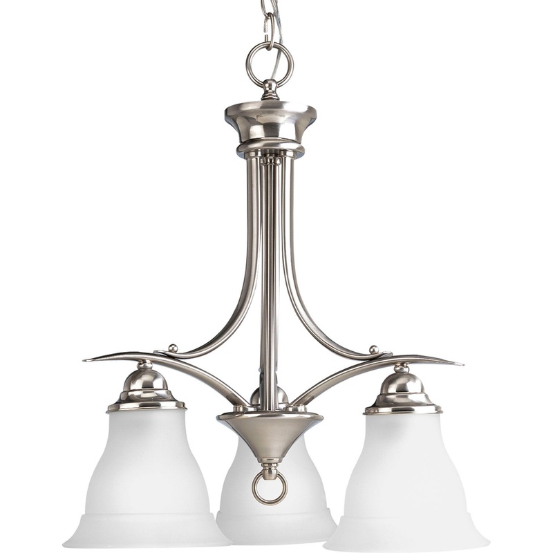 Trinity Three Light Chandelier in Brushed Nickel