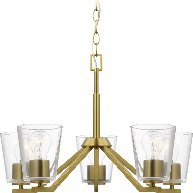 Vertex Five Light Chandelier in Brushed Gold