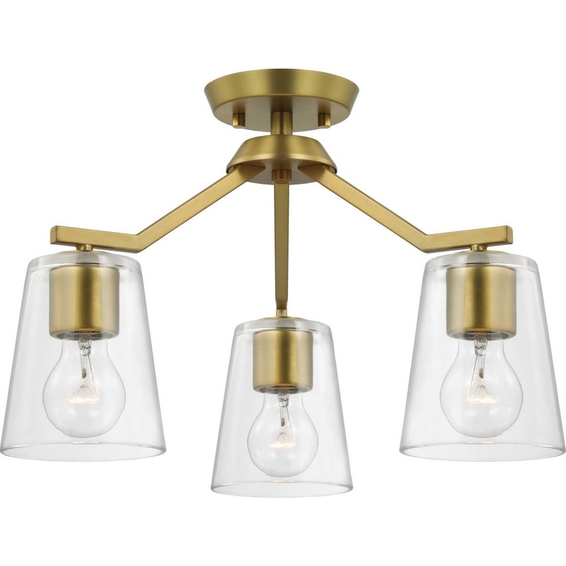 Vertex Three Light Chandelier Conv in Brushed Gold