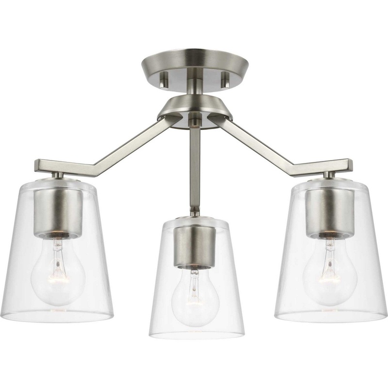 Vertex Three Light Chandelier Conv in Brushed Nickel