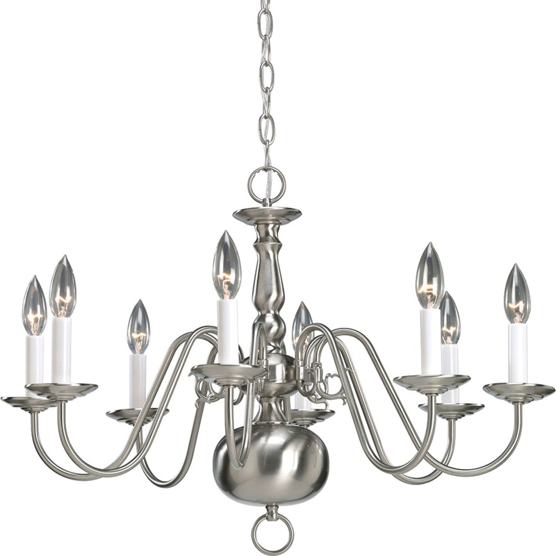 Americana Eight Light Chandelier in Brushed Nickel