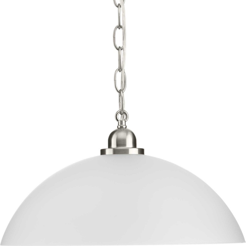 Classic Dome Pendant One Light Pendant in Brushed Nickel