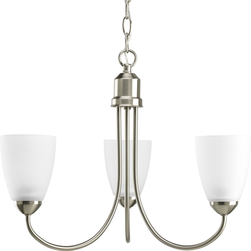 Gather Three Light Chandelier in Brushed Nickel