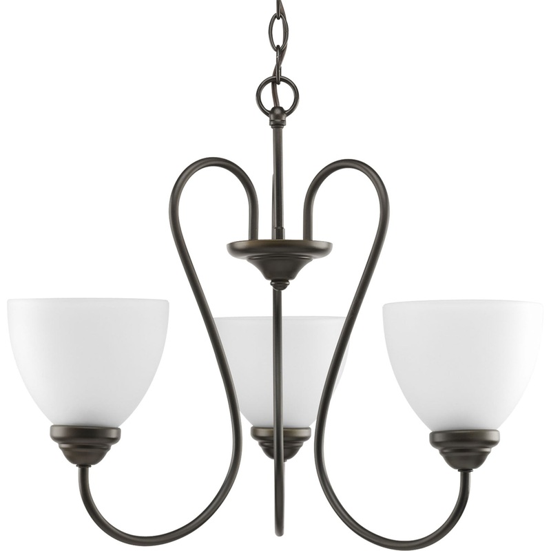 Heart Three Light Chandelier in Antique Bronze