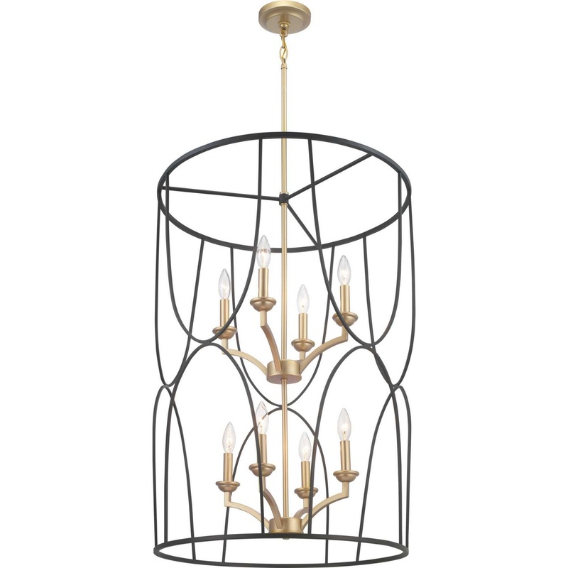 Landree Eight Light Foyer Pendant in Black
